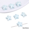 Light blue pearlescent star-shaped ceramic bead 12x10mm for DIY jewelry making - Starfish Shape / 12x10mm 2 Pieces/Pack
