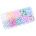 Boîte à 10 cases de perles en verre œil-de-chat 4mm pour la création de bijoux DIY - Style de Couleur Mélangée (Perles de Riz Œil de Chat 4mm)