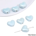 Blue heart-shaped ceramic bead 15x13mm with pearl finish for DIY jewelry crafts - Large Heart Shape / 15x13mm 2 Pieces/Pack