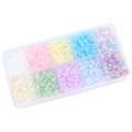 Kit de perles DIY avec boîte de 10 compartiments et perles œil de chat coloris macaron - Style de Couleur Unie (Perles de Riz Œil de Chat 4mm)