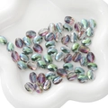 Flat oval faceted crystal beads with iridescent AB rainbow finish for DIY jewelry - Transparent Light Purple 8x11mm 10 Pcs/Pack Approx 8g