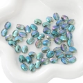Faceted flat oval crystal beads with AB aurora coating for DIY jewelry making - Transparent Green 8x11mm 10 Pcs/Pack Approx 8g