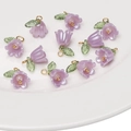 Ciondoli mughetto in acrilico lavanda con foglie verdi per la creazione di gioielli fai-da-te - Viola chiaro