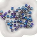 8mm irisierende quadratische Glasperlen in Blau und Violett für DIY-Schmuckherstellung - 8x8mm (10er Pack) / Saphirblau