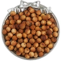 Polished natural wood round beads for DIY jewelry making in a silver bow metal tray - 8mm / Thuja Wood Style / 50 Pieces