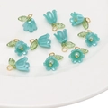 Ciondoli mughetto in acrilico blu con foglia verde per creazione di gioielli DIY - Blu