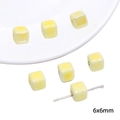 Handmade yellow ceramic square loose beads 6x6mm for creative DIY jewelry making - Small Cube / 5 Pieces/Pack (6x6mm)
