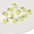 DIY translucent yellow acrylic lily of the valley flower charms with pearl and gold ring - Phantom Yellow
