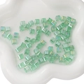 8x8mm square light green glass beads with iridescent AB coating for DIY jewelry making - 8x8mm (Pack of 10) / Green