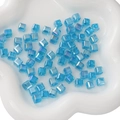 Faceted 8mm square glass cube beads in bright blue AB finish for DIY jewelry - 8x8mm (Pack of 10) / Blue