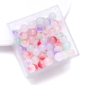 Mixed color frosted glass beads set in a clear box for DIY jewelry making and crafts - Jelly Two-tone Beads / 8MM (100 Pieces/Pack) / Random Mixed Colors