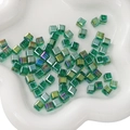 Green 8mm faceted cube glass beads with AB coating for DIY jewelry making - 8x8mm (Pack of 10) / Dark Green