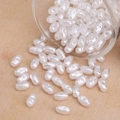Oval white faux baroque pearl beads for DIY jewelry making and handmade necklaces - Long Rice Style (#30) / 7×4mm (30 Pieces/Pack) / Artificial Pearl White