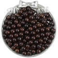 Polished dark brown natural wood beads for DIY jewelry making in a silver tray - 8mm / Black Leatherwood Style / 50 Pieces