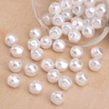Irregular white baroque faux pearl loose beads with holes for DIY jewelry making - Large Faceted Ball Style (#34)