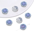 Iridescent blue and transparent glass flower beads for DIY jewelry making - Hawaiian Flower (BBD312) / 10 Pieces/Pack (14x6mm) / Blue