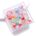 Mixed color frosted glass beads with gold foil in a transparent storage box - Frosted Gold-Sprinkled Round Bead / 8MM (100 Pieces/Pack) / Random Mixed Colors