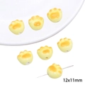 Yellow cat paw ceramic loose bead for DIY jewelry making, 12x11mm cartoon bead - Cat Paw