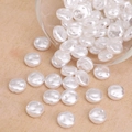 Flat round white faux baroque pearls with silk luster for DIY jewelry making - Small Lentil Style (#02)