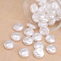 Baroque style flat round ABS imitation pearl beads in creamy white for DIY jewelry making - Flat Round Style (#03)