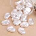 Irregular white Baroque ABS pearls with holes for DIY jewelry making and necklace crafts - Large Face Style (#13)