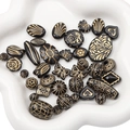 DIY jewelry beads in vintage baroque black and gold acrylic with assorted shapes - Gold Traced Mixed Style / 20g/Pack (Approx. 15-30 Pcs) / Black