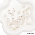 Ciondolo mughetto in resina bianca con perla e anello dorato, 11x7mm - Stile 02 (GBG01) / 5 Pezzi / Bianco