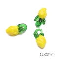 Drei gelbe Glasfruchtanhänger für DIY Schmuck Größe 15x23mm mit grüner Schlaufe - Ananas / 15x23mm (1 Stück)