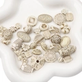 Vintage cream acrylic baroque beads with gold accents for DIY jewelry making - Gold Traced Mixed Style / 20g/Pack (Approx. 15-30 Pcs) / White
