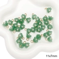 DIY Lily of the Valley glass pendant in deep green with pearl center and gold ring - Style 02 (GBG01) / 5 Pieces / Green