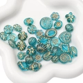 Mixed baroque acrylic beads in teal and gold for DIY jewelry making and bracelets - Gold Traced Mixed Style / 20g/Pack (Approx. 15-30 Pcs) / Blue