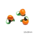 Drei orangefarbene handgefertigte Glaskürbis-Anhänger für DIY-Schmuck mit Blatt - Orangen-Stil / 1 Stück (12x18mm, Loch ca. 3mm) / Orange