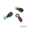Lila-grüner Auberginen-Glasperlenanhänger für DIY-Schmuckherstellung 9x21mm Größe - Aubergine Stil / 1 Stück (9x21mm, Loch ca. 4.5mm) / Lila