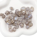 Vintage Baroque acrylic beads in dusty blue with gold accents for DIY jewelry making - Aurora Gold Traced Mixed Style / 20g/Pack (Approx. 15-30 Pcs) / Grey Purple