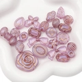 Lavender pearlescent acrylic beads with gold accents in various shapes for DIY jewelry - Aurora Gold Traced Mixed Style / 20g/Pack (Approx. 15-30 Pcs) / Light Purple
