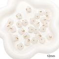 12mm square white faux jade stone charm with gold loop for DIY jewelry making - Style 04 (GBG01) / 5 Pieces / White