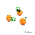 Miniatur 12x19mm Kürbis-Glasanhänger in Orange für DIY Schmuckherstellung und Basteln - Kürbis-Stil / 1 Stück (12x19mm, Loch ca. 4mm) / Orange