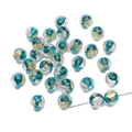 10mm teal vintage glass beads with gold leaf for DIY jewelry making and earrings - 10mm (1 Piece) / Peacock Green