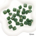 12mm square green faux jade pendant button with golden loop for DIY jewelry making - Style 04 (GBG01) / 5 Pieces / Green