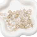 Baroque cream acrylic beads set with gold floral embossing for DIY jewelry making - Aurora Gold Traced Mixed Style / 20g/Pack (Approx. 15-30 Pcs) / Beige