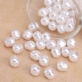 Irregular baroque pearl white beads with holes for DIY jewelry making and crafting - Angular Bead Style (#45)
