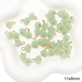 Light green lily of the valley glass charm with gold ring for DIY jewelry making - Style 05 (GBG01) / 5 Pieces / Light Green