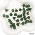 Green lotus seed pod bead charm with gold ring for DIY jewelry making 11x8mm - Style 05 (GBG01) / 5 Pieces / Green
