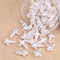 Lustrous pearl white cross shaped ABS beads for DIY jewelry making and necklaces - Cross Bead Style (#50)