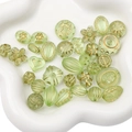 Baroque style light green acrylic beads with gold foil patterns for DIY jewelry making - Transparent Frosted Gold Traced Mixed Style / 20g/Pack (Approx. 15-30 Pcs) / Green