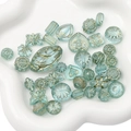 Light blue Baroque acrylic beads with gold embossed textures for DIY jewelry crafts - Transparent Frosted Gold Traced Mixed Style / 20g/Pack (Approx. 15-30 Pcs) / Peacock Green