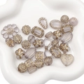 Smoky grey acrylic baroque beads with gold trim for DIY jewelry making - Transparent Frosted Gold Traced Mixed Style / 20g/Pack (Approx. 15-30 Pcs) / Gray