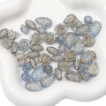 Icy blue acrylic beads with gold accents in various floral and geometric shapes - Transparent Frosted Gold Traced Mixed Style / 20g/Pack (Approx. 15-30 Pcs) / Blue