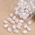 White oval baroque rice pearls with drill holes for DIY jewelry making and necklaces - Oval Bead Style (#56)