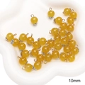 10mm yellow lily of the valley glass bead with petal cap and loop for DIY jewelry - Style 08 (GBG01) / 5 Pieces / Yellow